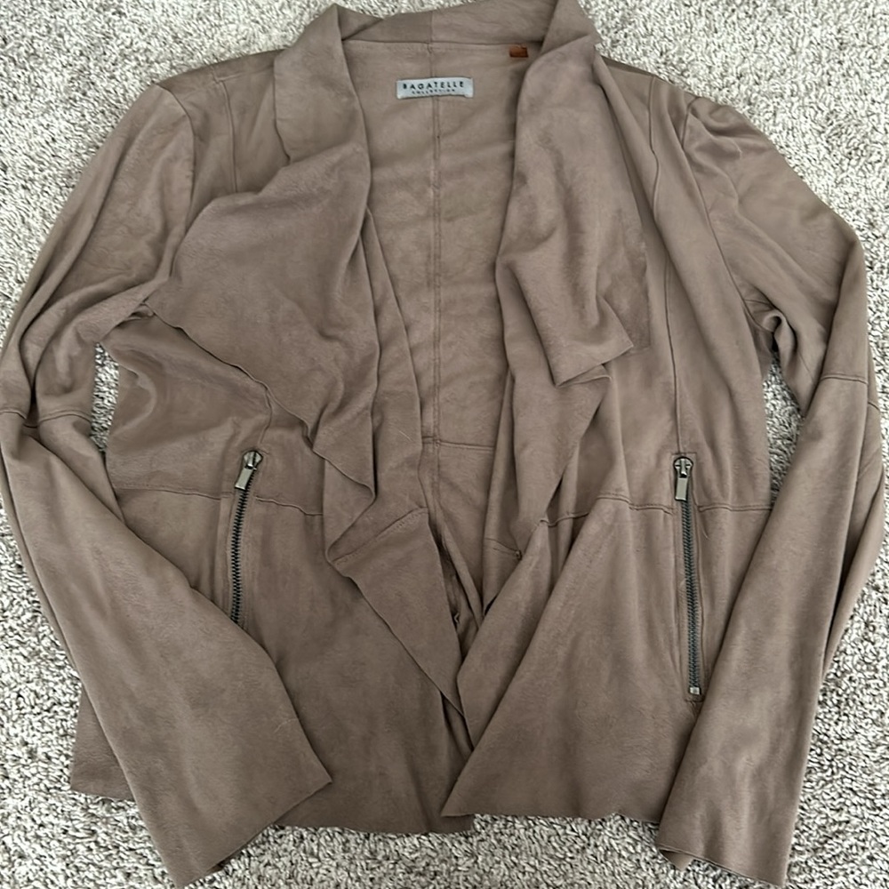 Suade Drape Open-Front Jacket